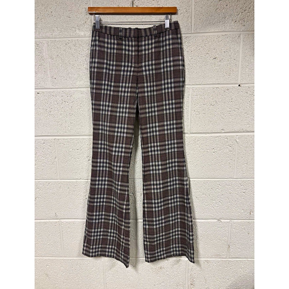 Theory Demitria Plaid Stretch Flare Leg Pants Women's 0